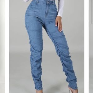 Scrunched denim jeans